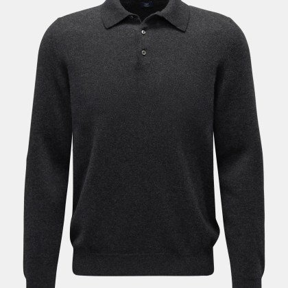 Fedeli - Herren - Cashmere Strickpolo %27Sportman%27 dunkelgrau Fedeli - Herren - Cashmere Strickpolo %27Sportman%27 dunkelgrau