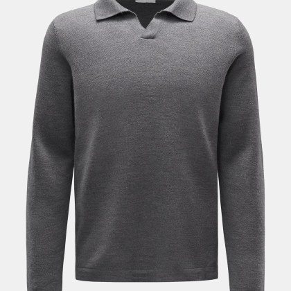 04651/ A trip in a bag - Herren - Merino Strickpolo %27Oyster%27 grau 04651/ A trip in a bag - Herren - Merino Strickpolo %27Oyster%27 grau