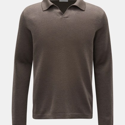 04651/ A trip in a bag - Herren - Merino Strickpolo %27Oyster%27 graubraun 04651/ A trip in a bag - Herren - Merino Strickpolo %27Oyster%27 graubraun