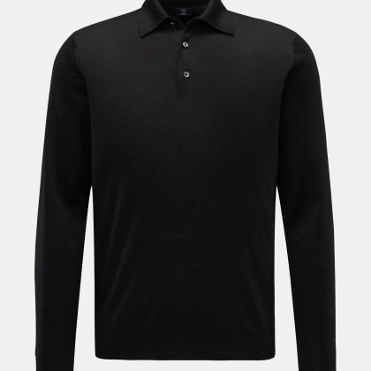 Fedeli - Herren - Cashmere-Seiden-Strickpolo %27Sportman%27 schwarz Fedeli - Herren - Cashmere-Seiden-Strickpolo %27Sportman%27 schwarz