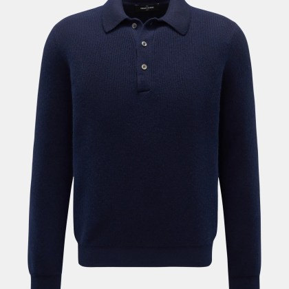 Gran Sasso - Herren - Cashmere Strickpolo navy Gran Sasso - Herren - Cashmere Strickpolo navy