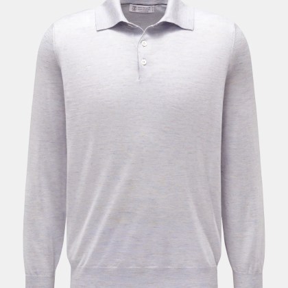 Brunello Cucinelli - Herren - Strickpolo rauchblau meliert Brunello Cucinelli - Herren - Strickpolo rauchblau meliert