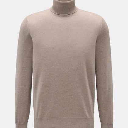 Brunello Cucinelli - Herren - Cashmere Rollkragenpullover taupe meliert Brunello Cucinelli - Herren - Cashmere Rollkragenpullover taupe meliert