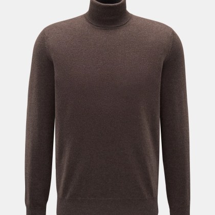 Brunello Cucinelli - Herren - Cashmere Rollkragenpullover graubraun meliert Brunello Cucinelli - Herren - Cashmere Rollkragenpullover graubraun meliert