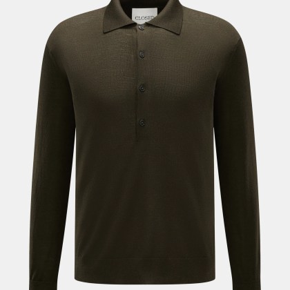 Closed - Herren - Feinstrickpolo dark olive Closed - Herren - Feinstrickpolo dark olive