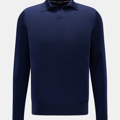Colombo - Herren - Cashmere Strickpolo dunkelblau Colombo - Herren - Cashmere Strickpolo dunkelblau