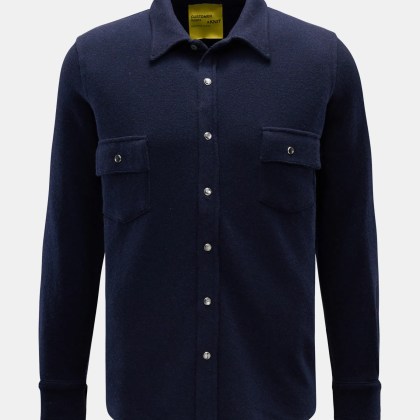 B.F. Knitwear - Herren - Cashmere Strickhemd Kent-Kragen navy B.F. Knitwear - Herren - Cashmere Strickhemd Kent-Kragen navy