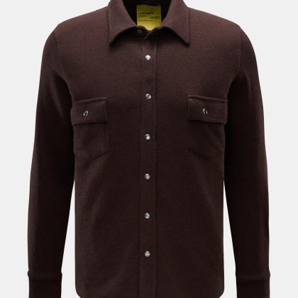 B.F. Knitwear - Herren - Cashmere Strickhemd Kent-Kragen dunkelbraun B.F. Knitwear - Herren - Cashmere Strickhemd Kent-Kragen dunkelbraun