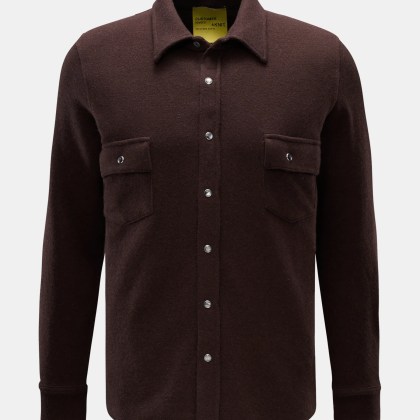 B.F. Knitwear - Herren - Cashmere Strickhemd Kent-Kragen dunkelbraun B.F. Knitwear - Herren - Cashmere Strickhemd Kent-Kragen dunkelbraun