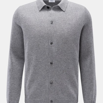 von Braun - Herren - Cashmere Strickhemd grau meliert von Braun - Herren - Cashmere Strickhemd grau meliert