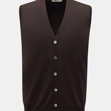 Filippo de Laurentiis - Herren - Merino Feinstrick-Weste dunkelbraun Filippo de Laurentiis - Herren - Merino Feinstrick-Weste dunkelbraun
