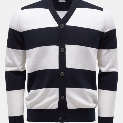 von Braun - Herren - Cashmere Cardigan navy/offwhite gestreift von Braun - Herren - Cashmere Cardigan navy/offwhite gestreift