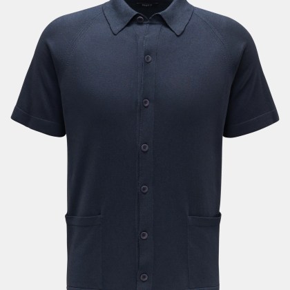04651/ A trip in a bag - Herren - Kurzarm-Strickhemd %27Foggy Shirt%27 schmaler Kragen navy 04651/ A trip in a bag - Herren - Kurzarm-Strickhemd %27Foggy Shirt%27 schmaler Kragen navy