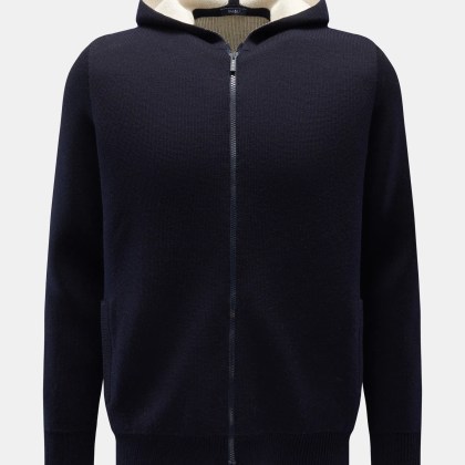 04651/ A trip in a bag - Herren - Strickjacke %27Outdoor Hooded Cardigan%27 navy/creme 04651/ A trip in a bag - Herren - Strickjacke %27Outdoor Hooded Cardigan%27 navy/creme