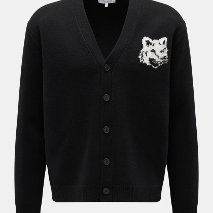 Maison Kitsuné - Herren - Cardigan %27Fox Head%27 schwarz Maison Kitsuné - Herren - Cardigan %27Fox Head%27 schwarz