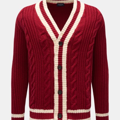 Drumohr - Herren - Cardigan rot/weiß Drumohr - Herren - Cardigan rot/weiß
