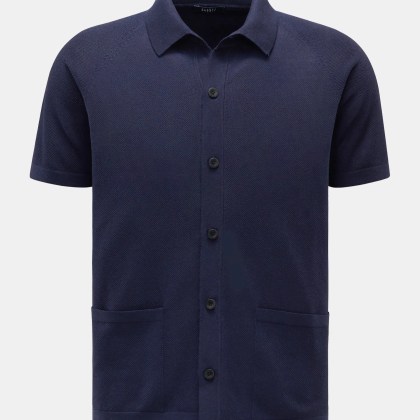 04651/ A trip in a bag - Herren - Kurzarm-Strickhemd %27Knitted Shirt%27 schmaler Kragen navy 04651/ A trip in a bag - Herren - Kurzarm-Strickhemd %27Knitted Shirt%27 schmaler Kragen navy