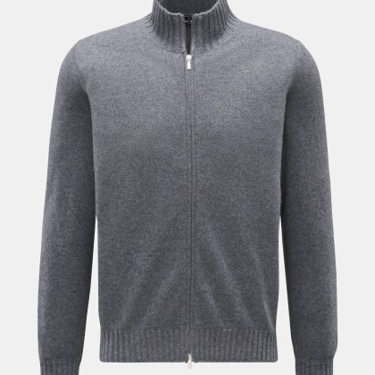 Gran Sasso - Herren - Cashmere Strickjacke dunkelgrau meliert Gran Sasso - Herren - Cashmere Strickjacke dunkelgrau meliert