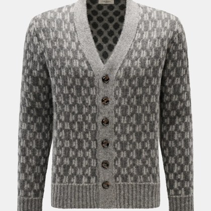 Piacenza 1733 - Herren - Cardigan hellgrau/dunkelgrau gemustert Piacenza 1733 - Herren - Cardigan hellgrau/dunkelgrau gemustert