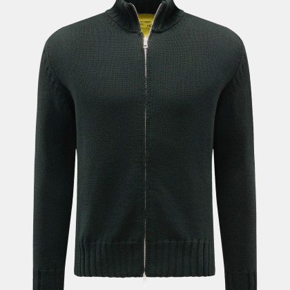 B.F. Knitwear - Herren - Merino Strickjacke dunkelgrün B.F. Knitwear - Herren - Merino Strickjacke dunkelgrün