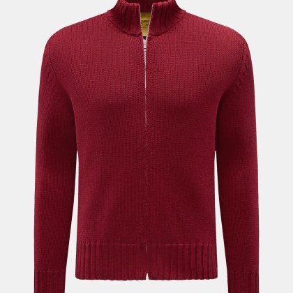 B.F. Knitwear - Herren - Merino Strickjacke dunkelrot B.F. Knitwear - Herren - Merino Strickjacke dunkelrot