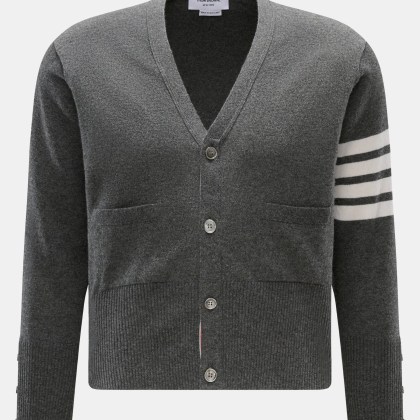 Thom Browne - Herren - Cashmere Cardigan dunkelgrau meliert Thom Browne - Herren - Cashmere Cardigan dunkelgrau meliert