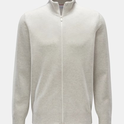 Brunello Cucinelli - Herren - Cashmere Strickjacke hellgrau meliert Brunello Cucinelli - Herren - Cashmere Strickjacke hellgrau meliert