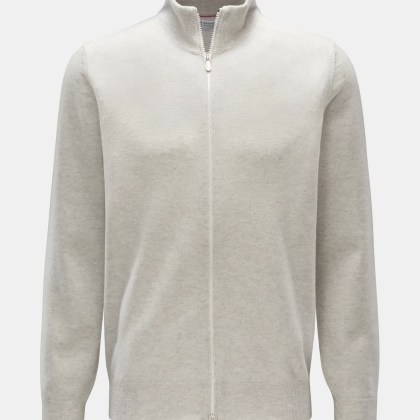 Brunello Cucinelli - Herren - Cashmere Strickjacke hellgrau meliert Brunello Cucinelli - Herren - Cashmere Strickjacke hellgrau meliert
