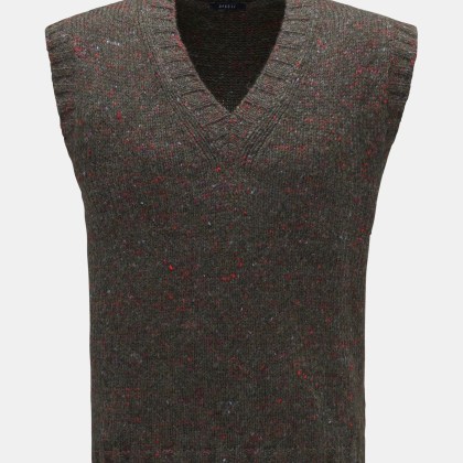 04651/ A trip in a bag - Herren - Pullunder %27Donegal%27 dark olive/hellrot gemustert 04651/ A trip in a bag - Herren - Pullunder %27Donegal%27 dark olive/hellrot gemustert