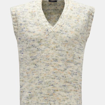 04651/ A trip in a bag - Herren - Pullunder %27Donegal%27 creme/graublau gemustert 04651/ A trip in a bag - Herren - Pullunder %27Donegal%27 creme/graublau gemustert