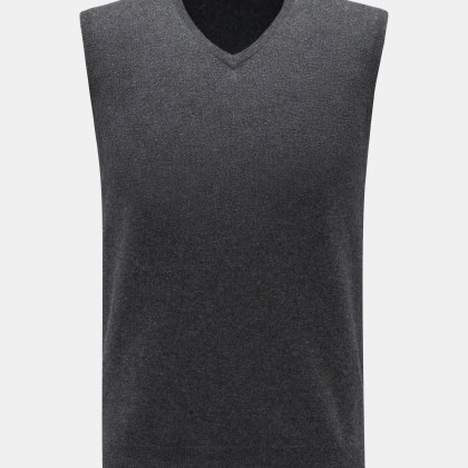 von Braun - Herren - Cashmere Pullunder dunkelgrau meliert von Braun - Herren - Cashmere Pullunder dunkelgrau meliert