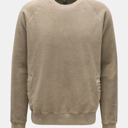 04651/ A trip in a bag - Herren - Fleece-Rundhals-Sweatshirt %27PF Crew%27 taupe 04651/ A trip in a bag - Herren - Fleece-Rundhals-Sweatshirt %27PF Crew%27 taupe