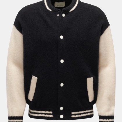 Laneus - Herren - Cardigan %27Soft Cashmere Bomber%27 schwarz/offwhite Laneus - Herren - Cardigan %27Soft Cashmere Bomber%27 schwarz/offwhite