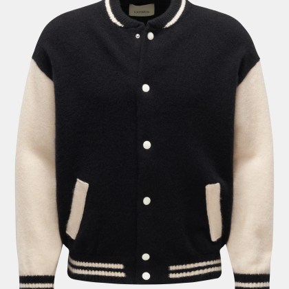 Laneus - Herren - Cardigan %27Soft Cashmere Bomber%27 schwarz/offwhite Laneus - Herren - Cardigan %27Soft Cashmere Bomber%27 schwarz/offwhite