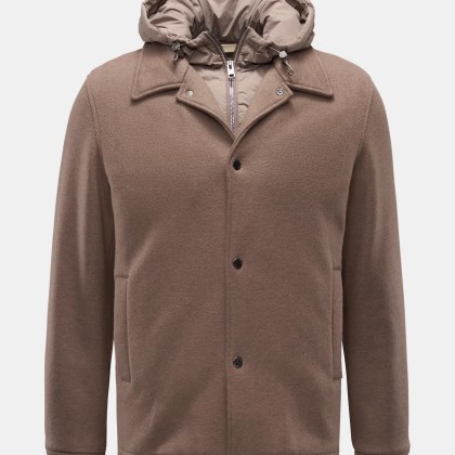 Woolrich - Herren - Jacke %27Knitted Wool Shirt Jacket%27 taupe Woolrich - Herren - Jacke %27Knitted Wool Shirt Jacket%27 taupe