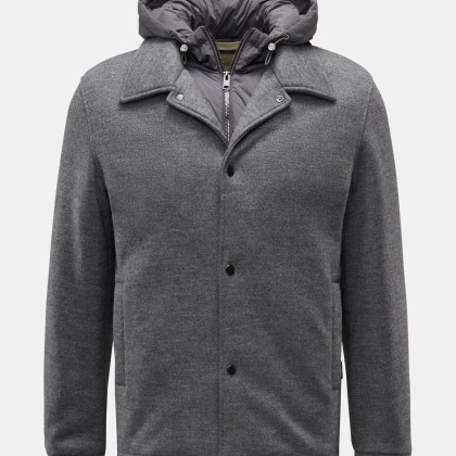 Woolrich - Herren - Jacke %27Knitted Wool Shirt Jacket%27 grau meliert Woolrich - Herren - Jacke %27Knitted Wool Shirt Jacket%27 grau meliert