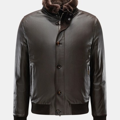 Moorer - Herren - Daunen-Lederblouson %27Cleros%27 dunkelbraun Moorer - Herren - Daunen-Lederblouson %27Cleros%27 dunkelbraun