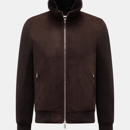 Moorer - Herren - Daunen-Strickblouson %27Campiglio%27 dunkelbraun Moorer - Herren - Daunen-Strickblouson %27Campiglio%27 dunkelbraun