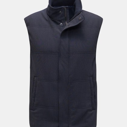 04651/ A trip in a bag - Herren - Seersucker-Weste navy/graublau gestreift 04651/ A trip in a bag - Herren - Seersucker-Weste navy/graublau gestreift