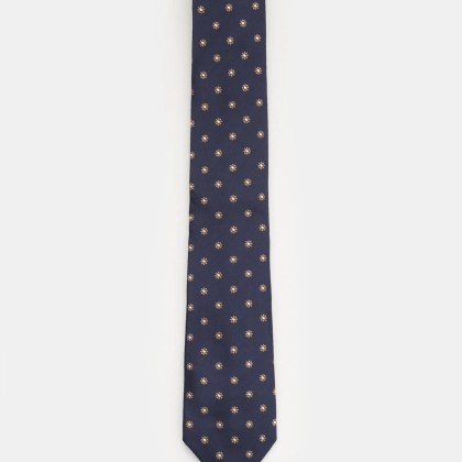 Borrelli - Herren - Seidenkrawatte navy/beige/weiß gemustert Borrelli - Herren - Seidenkrawatte navy/beige/weiß gemustert