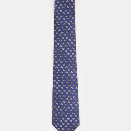 Borrelli - Herren - Seidenkrawatte dunkelblau/creme/rostbraun gemustert Borrelli - Herren - Seidenkrawatte dunkelblau/creme/rostbraun gemustert