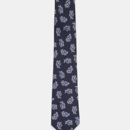 Borrelli - Herren - Seidenkrawatte navy/hellblau/creme gemustert Borrelli - Herren - Seidenkrawatte navy/hellblau/creme gemustert