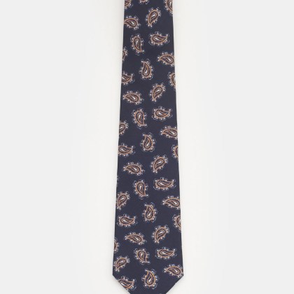 Borrelli - Herren - Seidenkrawatte navy/weiß/beige gemustert Borrelli - Herren - Seidenkrawatte navy/weiß/beige gemustert