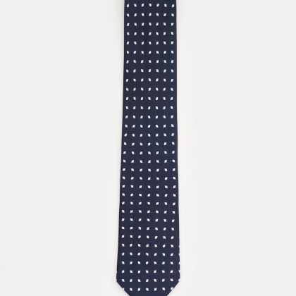 Stile Latino - Herren - Seidenkrawatte dunkelblau/weiß gemustert Stile Latino - Herren - Seidenkrawatte dunkelblau/weiß gemustert