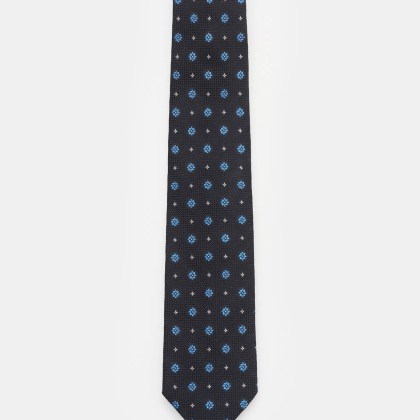 Bigi - Herren - Seidenkrawatte %27Laos%27 schwarz/blau/weiß gemustert Bigi - Herren - Seidenkrawatte %27Laos%27 schwarz/blau/weiß gemustert