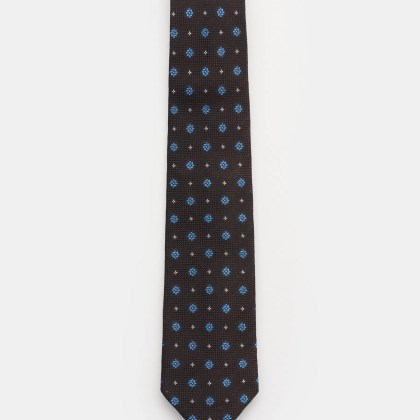 Bigi - Herren - Seidenkrawatte %27Laos%27 dunkelbraun/blau/weiß gemustert Bigi - Herren - Seidenkrawatte %27Laos%27 dunkelbraun/blau/weiß gemustert