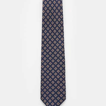 Bigi - Herren - Seidenkrawatte %27Nilo%27 navy/braun/weiß gemustert Bigi - Herren - Seidenkrawatte %27Nilo%27 navy/braun/weiß gemustert