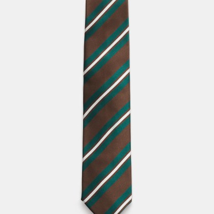 Bigi - Herren - Seidenkrawatte %27Rio%27 dunkelbraun/dunkelgrün/offwhite gestreift Bigi - Herren - Seidenkrawatte %27Rio%27 dunkelbraun/dunkelgrün/offwhite gestreift