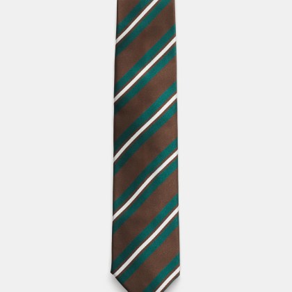 Bigi - Herren - Seidenkrawatte %27Rio%27 dunkelbraun/dunkelgrün/offwhite gestreift Bigi - Herren - Seidenkrawatte %27Rio%27 dunkelbraun/dunkelgrün/offwhite gestreift