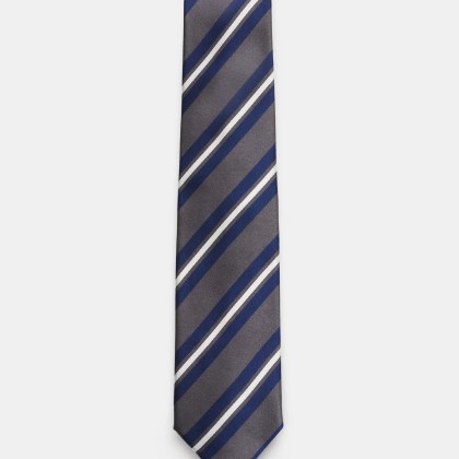 Bigi - Herren - Seidenkrawatte %27Rio%27 grau/dunkelblau/offwhite gestreift Bigi - Herren - Seidenkrawatte %27Rio%27 grau/dunkelblau/offwhite gestreift